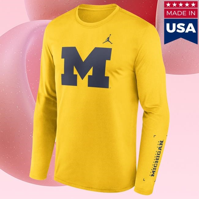 Michigan Wolverines Jordan Brand Basketball Legend Courtside Maize Long Sleeve Shirt The M Den Shop