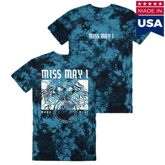 Official Merch Now Now Miss May I Lion Custom Dye Black/Blue Shirt New MerchNow