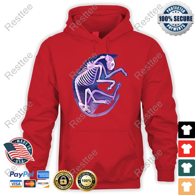 Wingedwolf94 Skeleton Galaxy Cat Hooded Sweatshirt Wingedwolf94 Skeleton Galaxy Cat Crewneck Sweatshirt