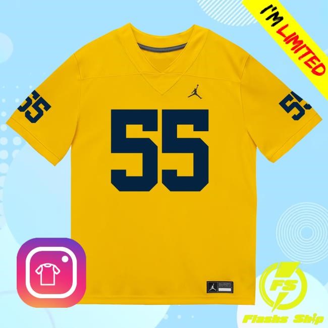 The M Den Michigan Wolverines #55 Nathan Efobi Student Athlete Maize Football Jersey Top Shirt