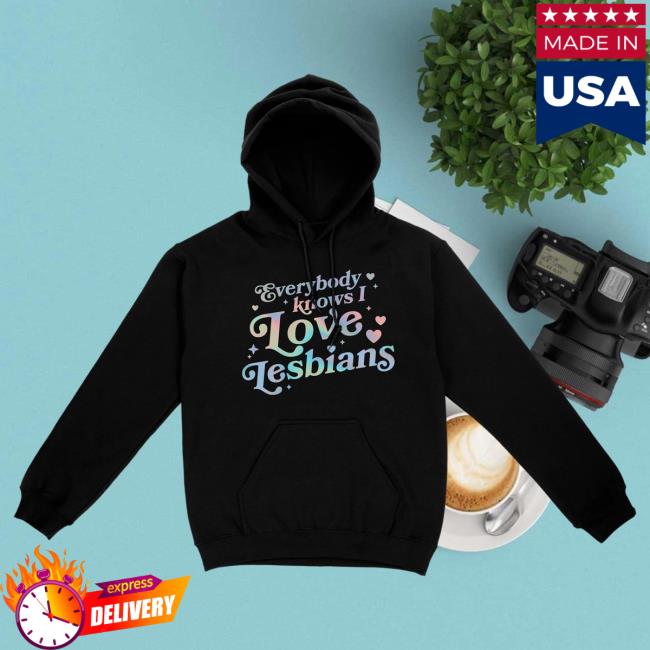 Official Mythical Merch Store Shop Everybody Knows I Love Lesbians Popover Sweatshirt (Holographic)