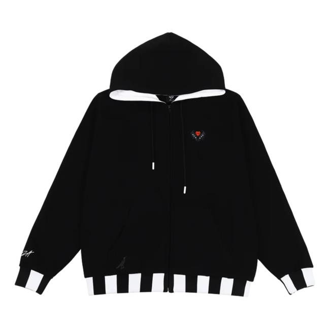 Ph1lza Merch Hardcore Heart Black Zip-Up Hoodie