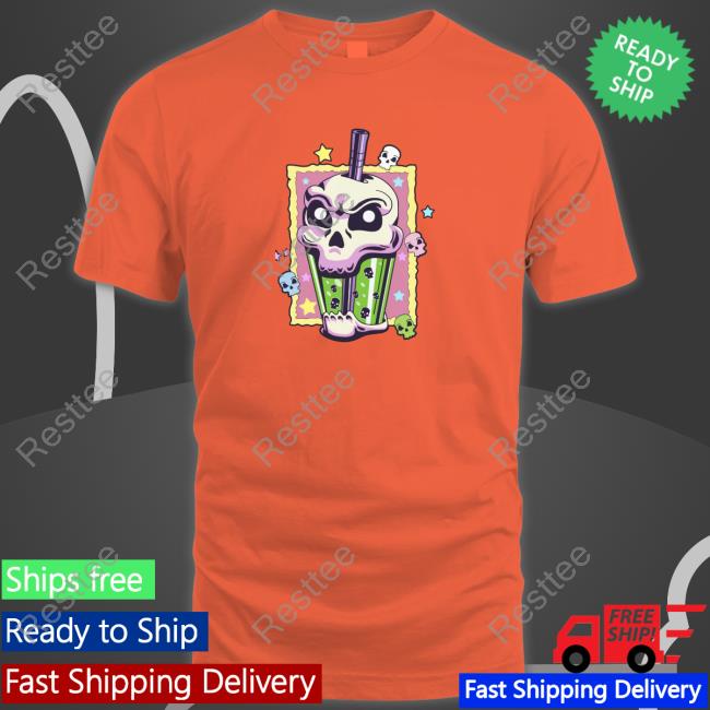 Official Kawaii Creepy Skull Boba Bubble Tea Pastel Goth Va Shirt
