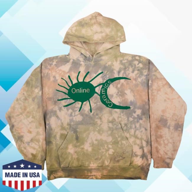 Official Online Ceramics Clothing Sun and Moon Logo Tie Dyed and Stonewashed Pull Over Hoodie OnlineCeramics