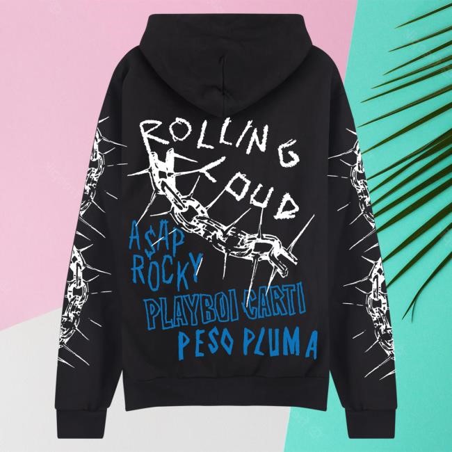 Rolling Loud RL LA 25 Barbed Wire Headliners Black Popover Hoodie Official Rolling Loud Merch Store