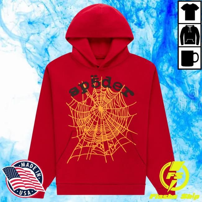 Sp5der OG Web V2 Red Hoodie Sweatshirt Sp5der Merch Sp5der OG Web V2 Red Hoodie Sp5der Merch
