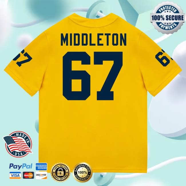 Michigan Wolverines #67 Trent Middleton Student Athlete Maize Football Jersey Hot Shirt The M Den Shop