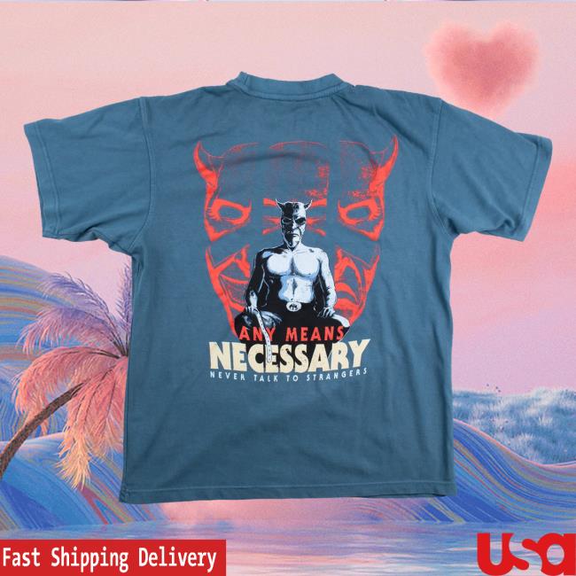 Official Any Means Necessary Clothing Blackphone Never Talk To Strangers T Shirt Pebble Blue