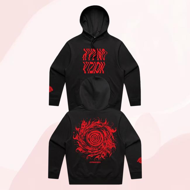 Official Rezz Merch Store Shop Rezz Hypnovizion - Vortex Flocked Crew neck Sweatshirt - Black