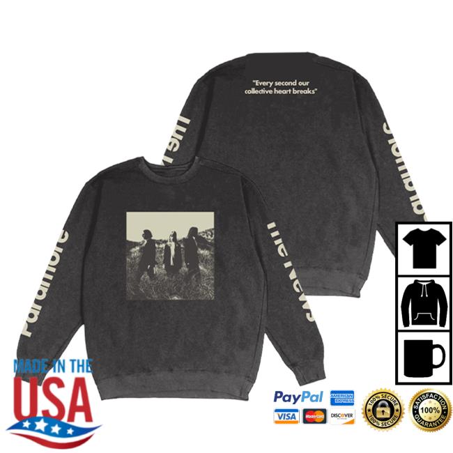 Official Paramore Clothing Store Merch Shop The News Lyrics Every Second Our Collective Heart Breaks Sweater