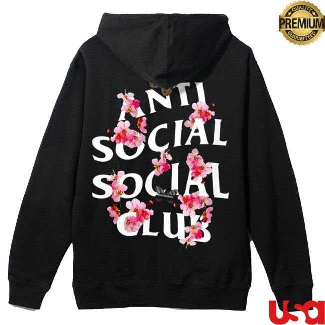 Ds Anti Social Social Club Assc White Logo Kkoch Black Flower Hoodie In Hand Hoody