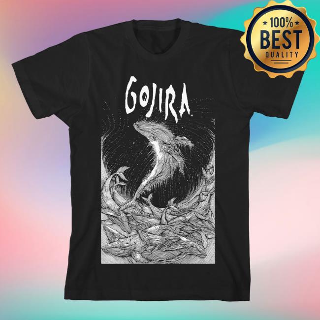 Official Roadrunner Records Gojira Merch Store Gojira Wood Block Whales T-Shirt Black RoadrunnerRecords