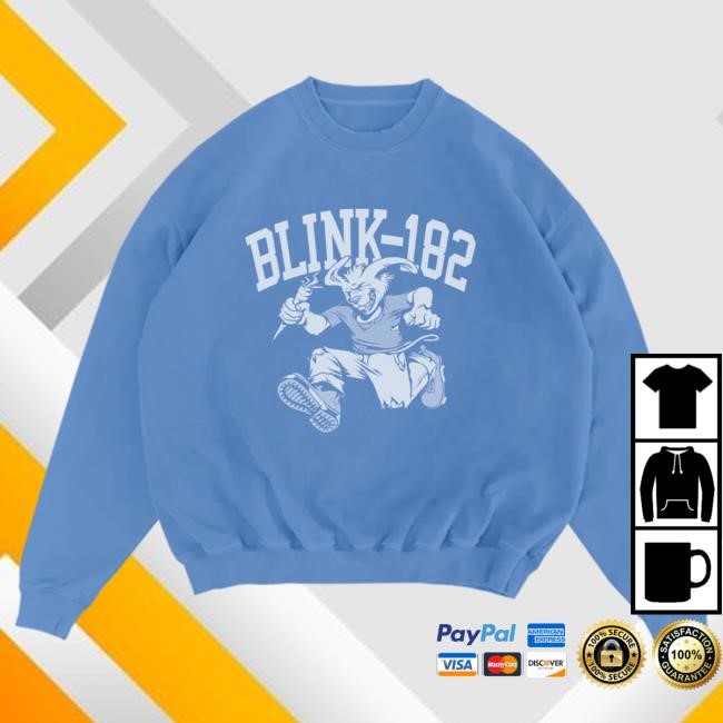 Official Blink 182 Blink-182 Rabbit Blue Crew Neck Sweatshirt Blink182