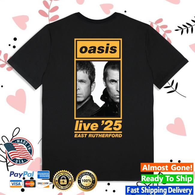 Official Oasis Tour Merch Live '25 East Rutherford Event Tshirt Black 1st September