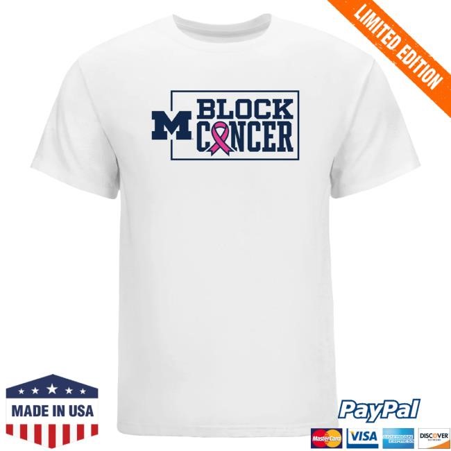 Michigan Wolverines Block Cancer Pink Ribbon T Shirt The M Den Official Shop