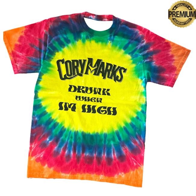 Official Cory Marks Merch Store 'Drunk When I'm High' Tie-Dye Popover Shirt Corymarks