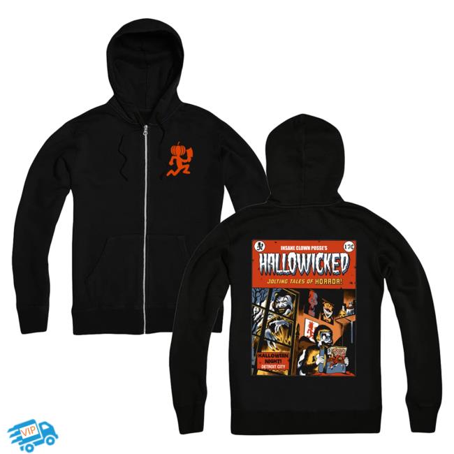 Official Icp Merch Clothing Store Insane Clown Posse Hallowicked Creep Black - Zip Up Pullover Hoodie