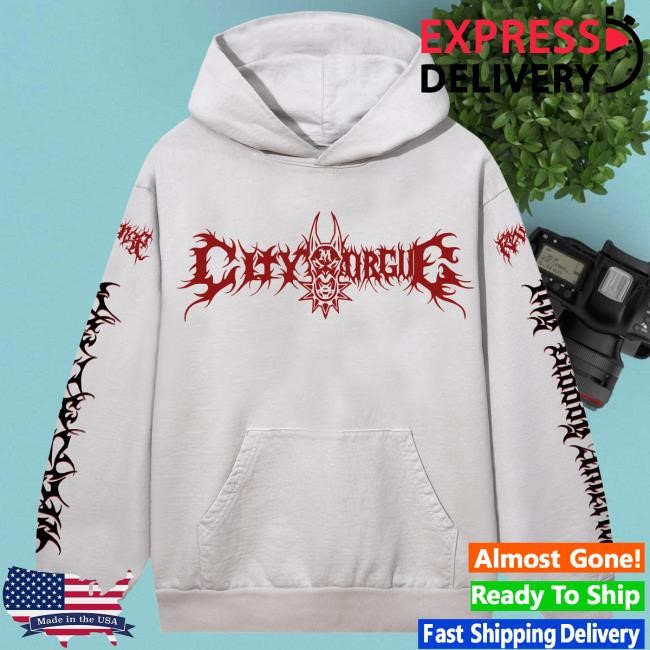 Official City Morgue Merch Revenge X City Morgue Metal Tour Crew neck Cement/Red City Morgue Clothing