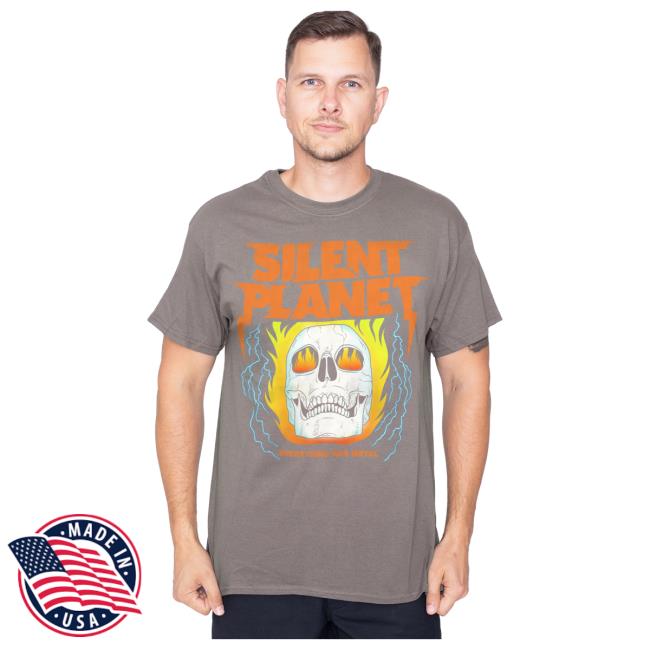 Official Silent Planet Merch Silent Planet Skull Flame Charcoal Popover Shirt