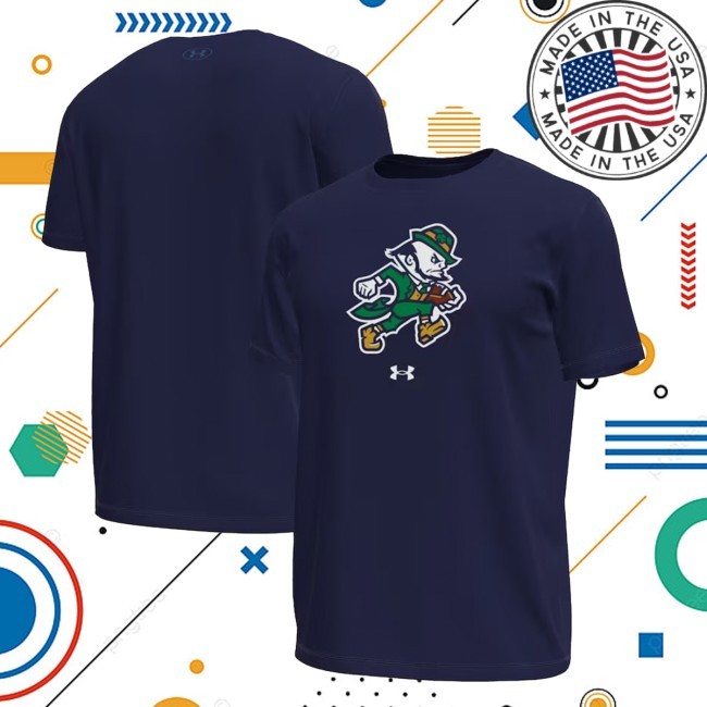 Official Under Armour Navy Notre Dame Fighting Irish Sporting Leprechaun Tech Stretch New Tee - Fighting Irish