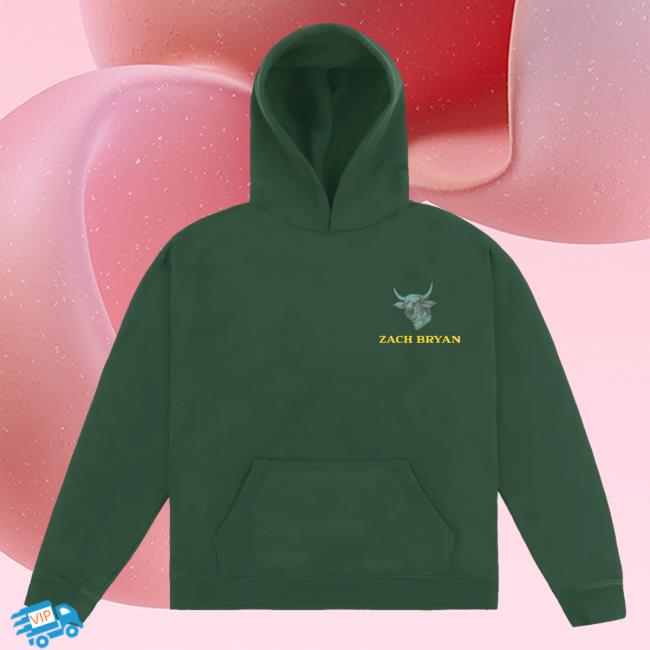 ZachBryan Merch Store Zach Bryan Shop Burn Burn Burn Tour Bull Pullover Hoodie Green Apparel Clothing