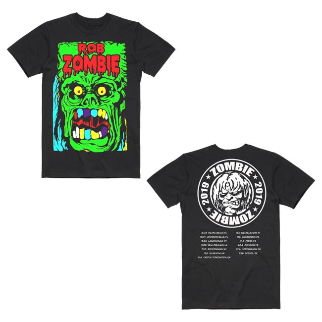 Official Rob Zombie Store Shop Ugly Face 2019 Date Back Shirt New Rob Zombie Apparel Shop RobZombie
