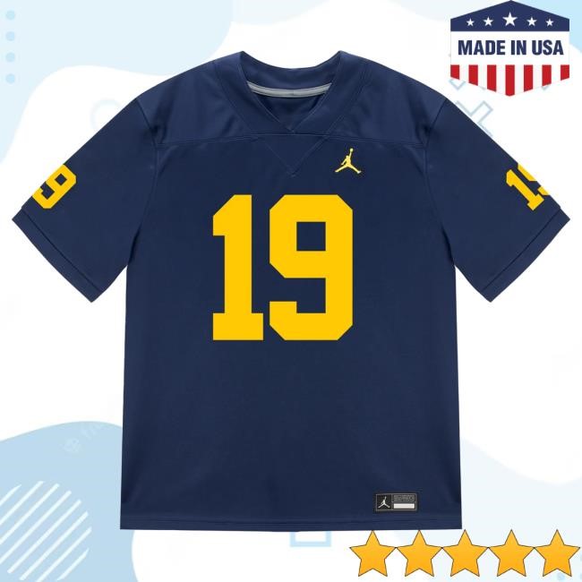 The M Den Michigan Wolverines #19 Rod Moore Student Athlete Blue Football Jersey Shirts