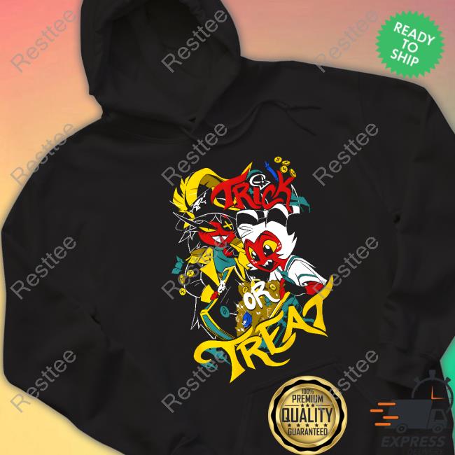 Shark Robot Store Moxxie + Millie TRICK OR TREAT T-Shirt Hazbin Hotel Merch Moxxie + Millie TRICK OR TREAT Shirts