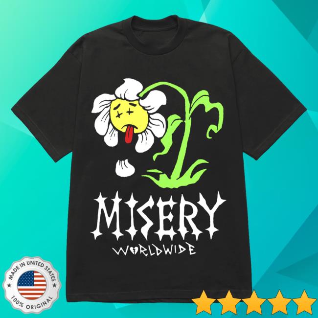 Official Misery Worldwide Misery Worldwide Dead Flower Graphic Print Black T-Shirts
