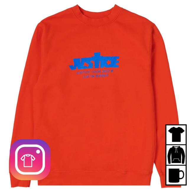 Official Justin Bieber Merch Store Shop Justin Bieber Justice Us & Canada Tour Orange Pullover Sweatshirt JustinBieber Apparel Clothing