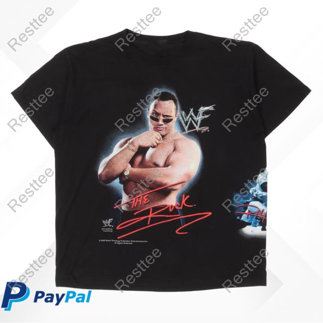 Official Justin Reed Vintage WWF The Rock T Shirt Black Justinreed