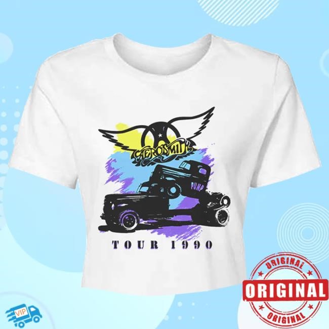 Official Aerosmith Tour 1990 Crop Tshirt Official Aerosmith Merch Store Tour 1990 Crop T Shirt