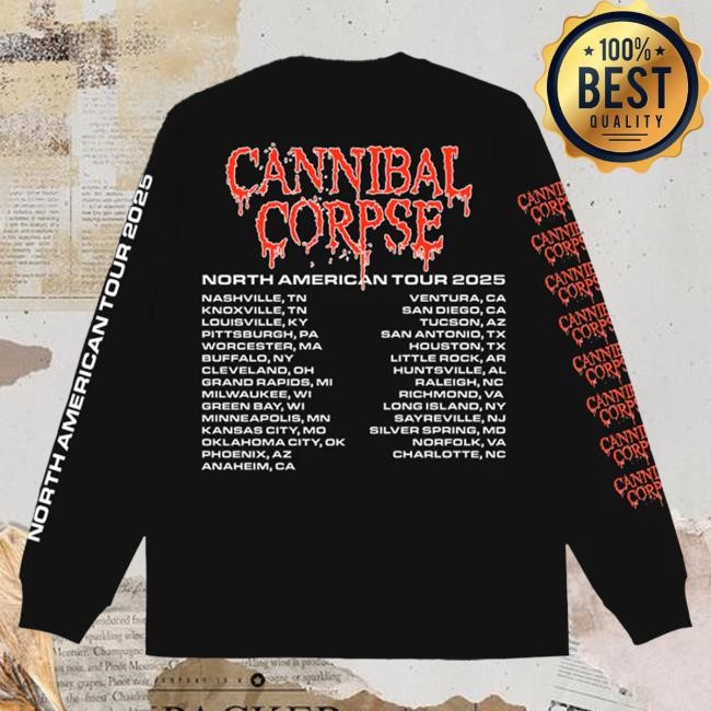 Official Cannibal Corpse Shop Graveside 2025 Tour Long Sleeve Hot Shirt (Black)