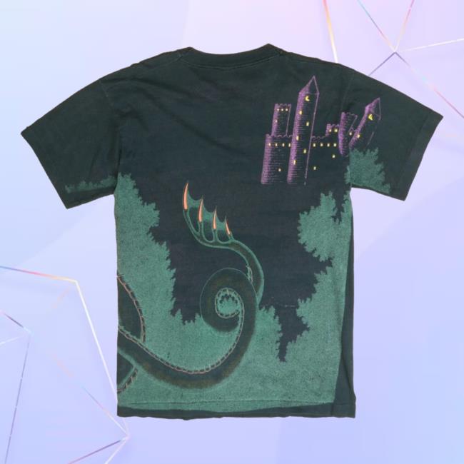 Official Vintage Dragon Castle Tshirt Black Fantasy 3D All Over Print 1992 90S