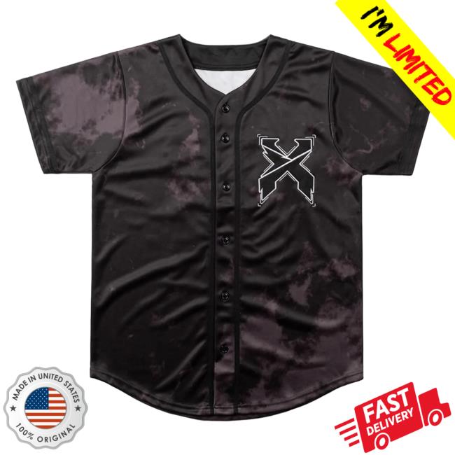 Excision Merch Headbanger Tie Dye Baseball Jersey Black