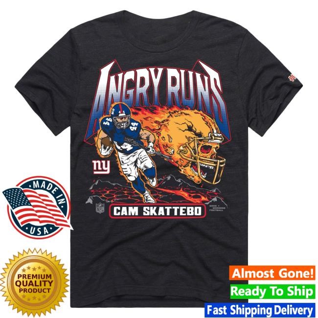 Official Men's Homage Cam Skattebo Black New York Giants Angry Runs Player Graphic New Shirt