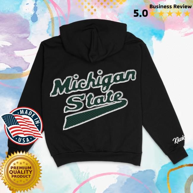 Official Kiwiclo Store Msu Hockey Embroidered Stitch Hoodie Black