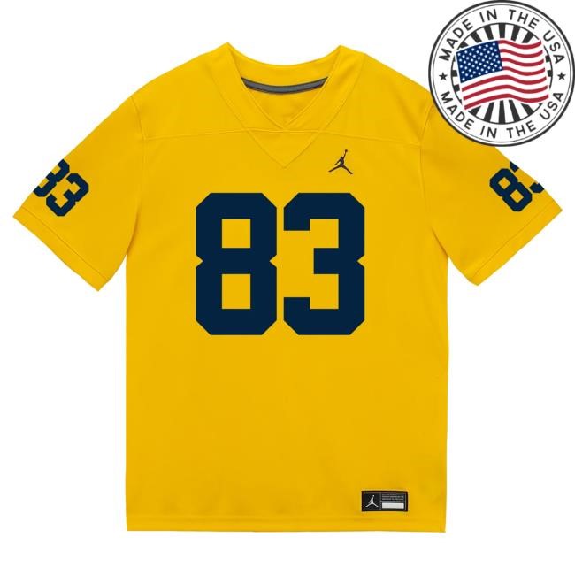 Michigan Wolverines #83 Zack Marshall Student Athlete Maize Football Jersey Shirt The M Den Shop Official