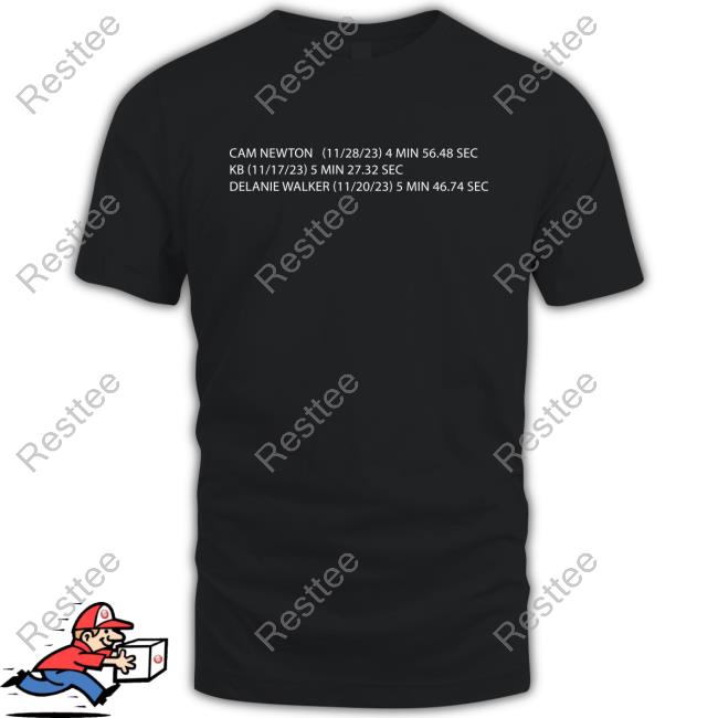 Cam Newton (11/28/23) 4 Min 56.48 Sec Kb (11/17/23) 5 Min 27.32 Sec Delanie Walker (11/20/23) 5 Min 46.74 Sec T-Shirt