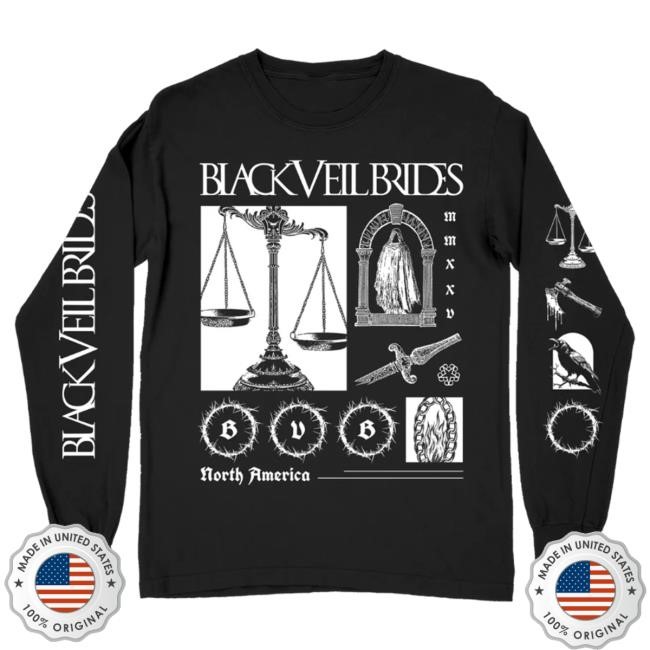 Black Veil Brides Scales of Justice Long Sleeve Tee Official Black Veil Brides Merch Store Black Veil Brides Scales of Justice L/S T Shirt