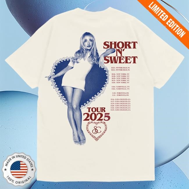 Official Sabrina Carpenter Merch Store Short n' Sweet Heart Ivory Residency Hot Shirt