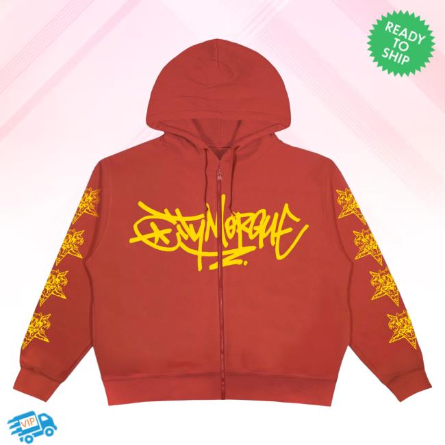Official City Morgue Clothing Shop Graffiti Washed Zip Up Hoody Red Citymorgue Merch
