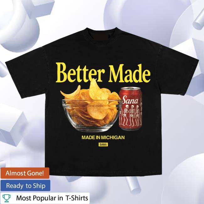 Official Sana Detroit Clothing Sana Chips And Coke Hot Shirt - Black