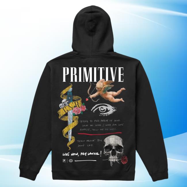 Official Primitive Skateboarding Apparel Clothing Merch Store Shop Don't Cry Guns N' Roses Crew neck Sweatshirt Black
