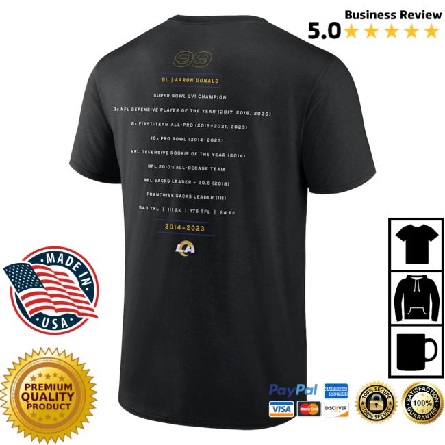 Men's Fanatics Branded Aaron Donald Black Los Angeles Rams Retirement Tshirt Official Men's Fanatics Branded Aaron Donald Black Los Angeles Rams Retirement New Shirt