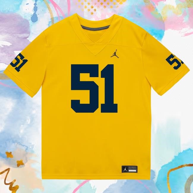The M Den Michigan Wolverines #51 Greg Crippen Student Athlete Maize Football Jersey Shirt The M Den Michigan Wolverines #51 Greg Crippen Student Athlete Maize Football Jersey Tee