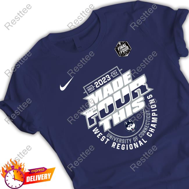 Official Uconn Huskies Shop 2023 Ncaa Men's Basketball Regional Champs Final Four Short Sleeve T-Shirt