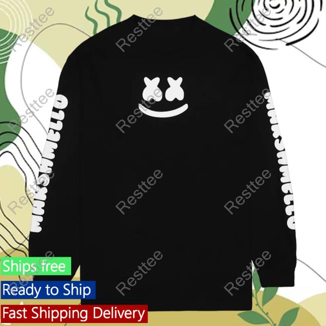 Official Marshmello Music Clothing Store Shop Smile Bar L/S Pullover Sweatshirt Black Marshmellomusic Merch