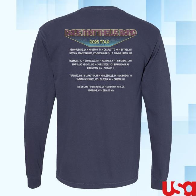 Official Dave Matthews Band Merch Store 2025 Tour Long Sleeve Tees