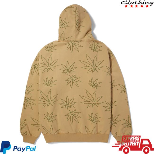 Huf Plantlife Fleece Aop Sweatshirts Oatmeal 3D All Over Print Official Huf Worldwide Store Shop Plantlife Fleece Aop Crewneck Sweatshirt Oatmeal 3D All Over Print Hufworldwide